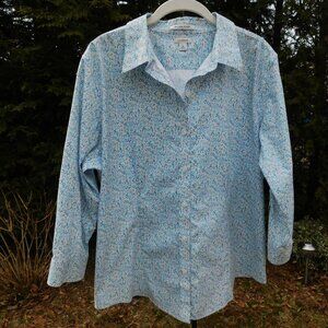 L.L.Bean 3/4 Sleeve Wrinkle-Resistant Cotton Buttondown Top